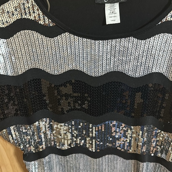 MONAMIE USA Evening Sequence Black and Silver Women's Top - Picture 5 of 5